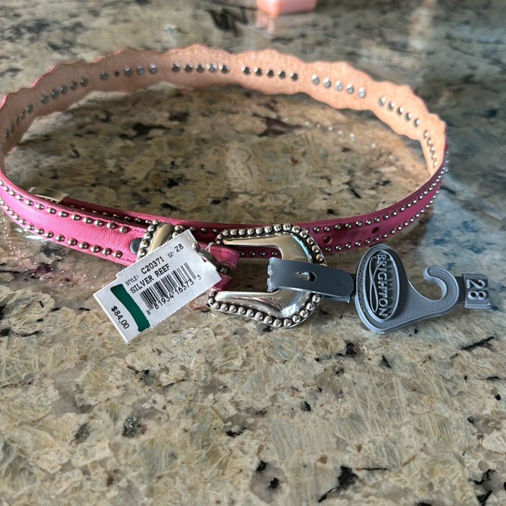Justin Boots Kids Pink Belt with Silver Details